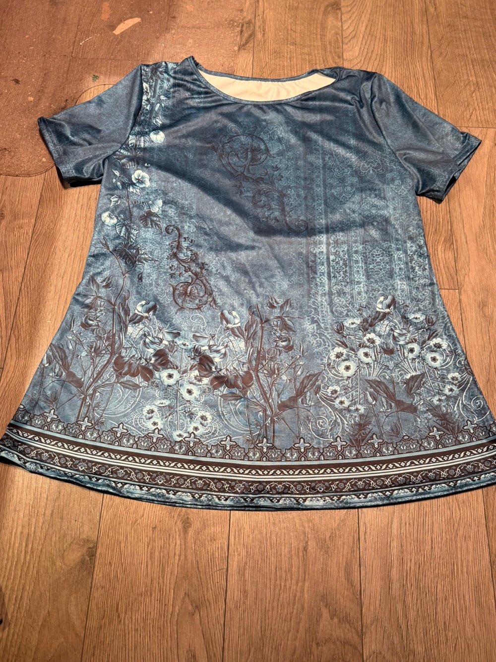 Blue Floral Short Sleeve Tee